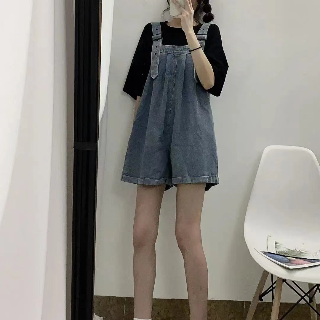 デニムファッションワイドレッグショーツオールインワン·サロペット｜ワンピース｜画像カラーの商品イメージ