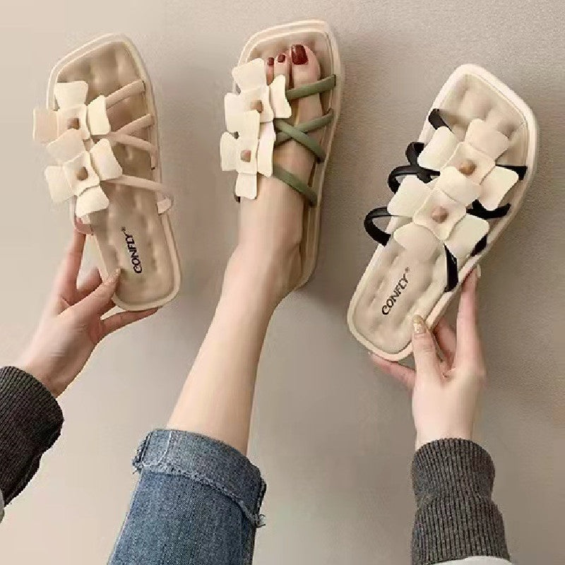 INS人気沸騰ファッション花柄サンダル｜履きやすいシューズ｜カーキの商品イメージ