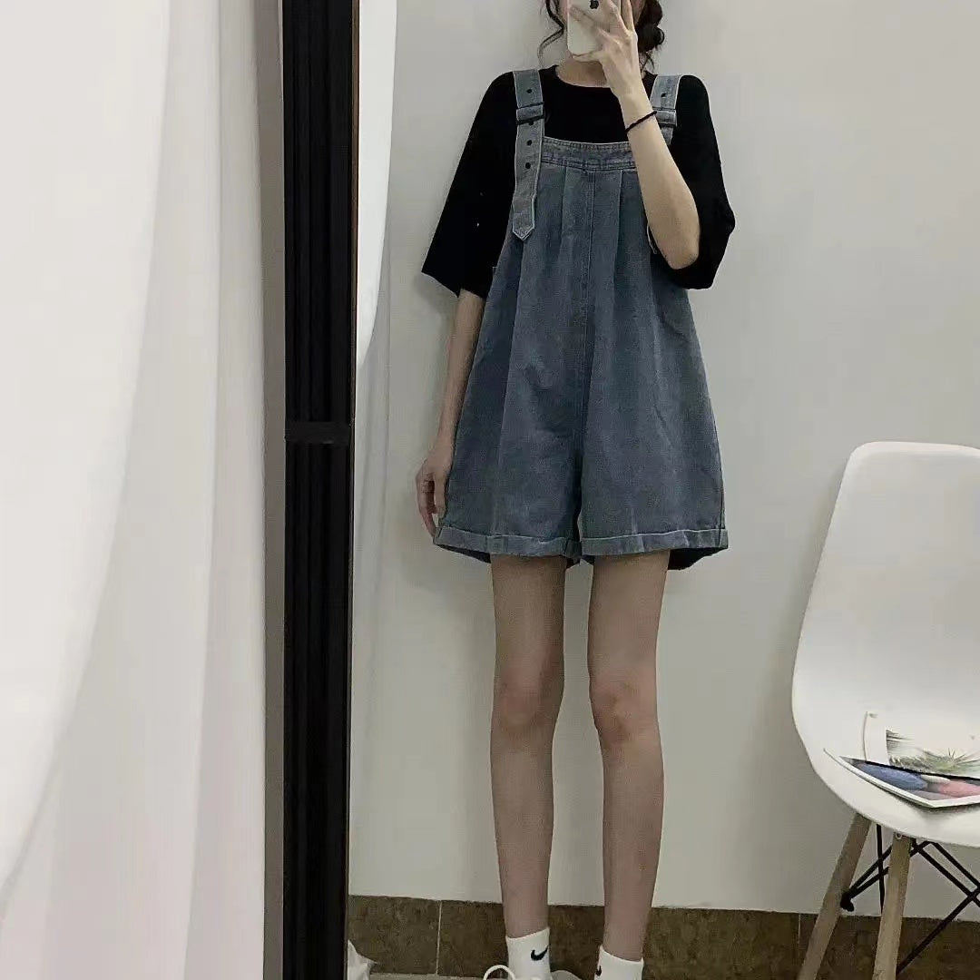 デニムファッションワイドレッグショーツオールインワン·サロペット｜ワンピース｜画像カラーの商品イメージ