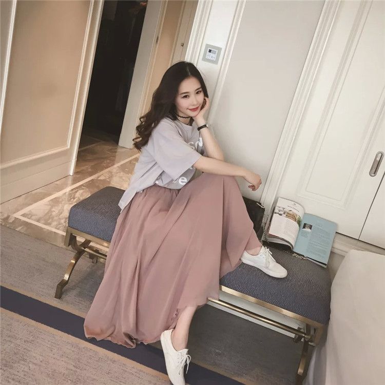 大振りシフォンAラインスカート｜ボトムス｜アプリコットの商品イメージ