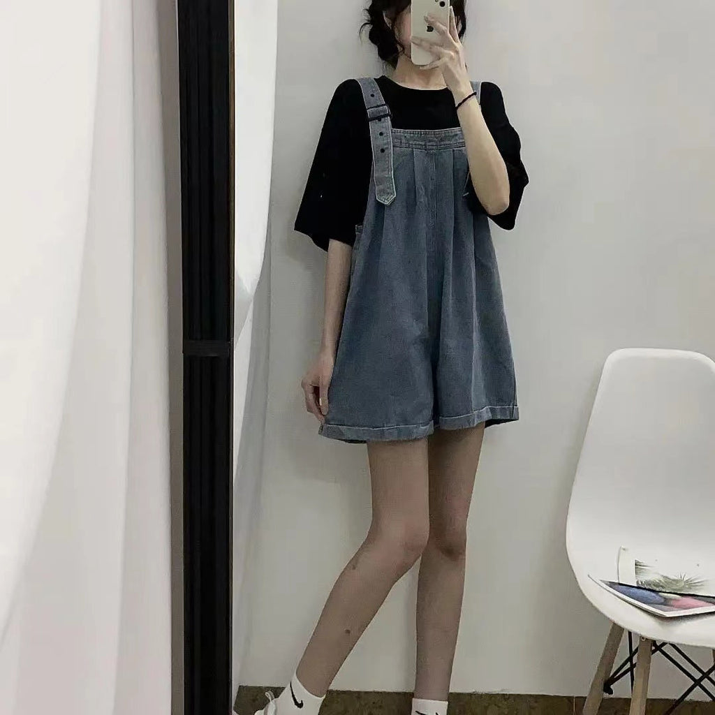 デニムファッションワイドレッグショーツオールインワン·サロペット｜ワンピース｜画像カラーの商品イメージ