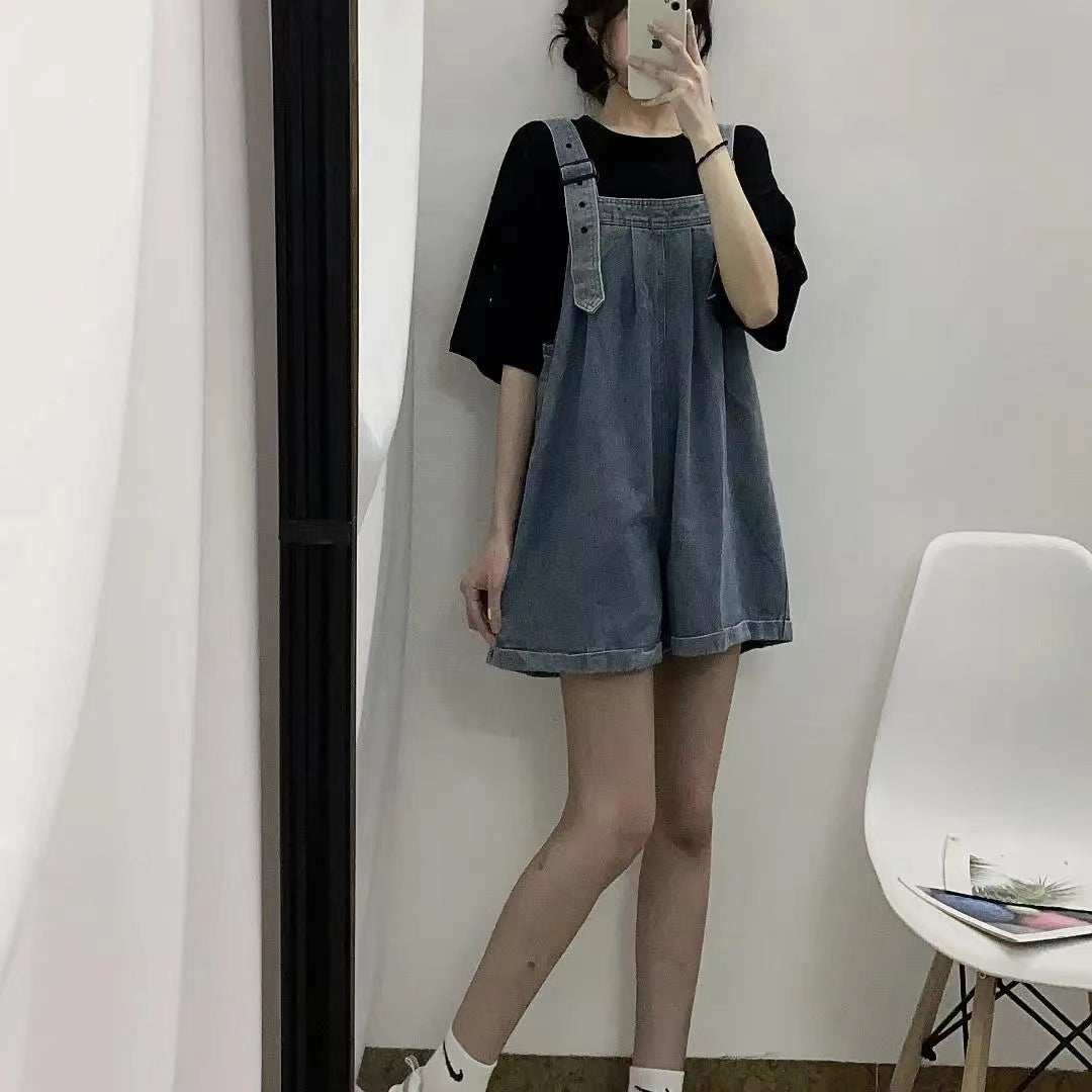デニムファッションワイドレッグショーツオールインワン·サロペット｜ワンピース｜画像カラーの商品イメージ