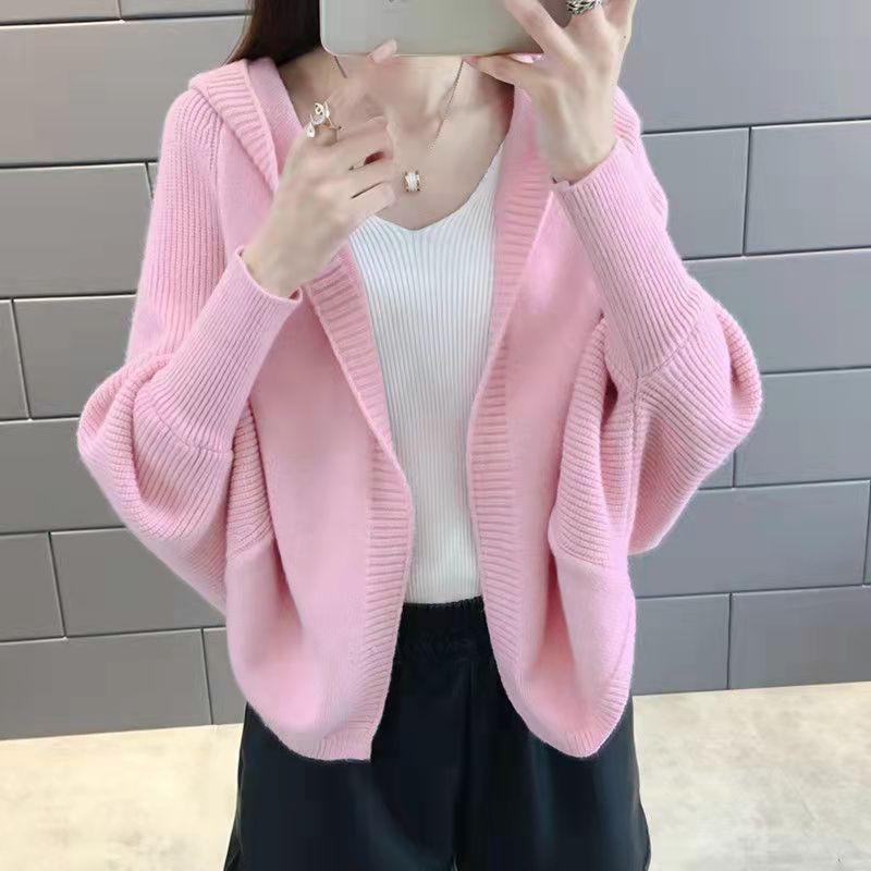 女子力アップ無地バットシャツニットアウター｜ブラウンの商品イメージ